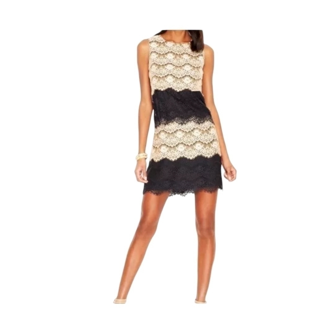 Jessica Simpson Black Cream women's lace dress size 2